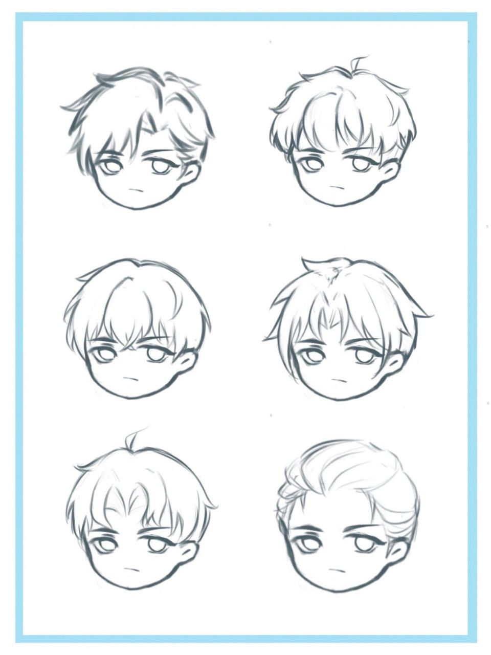 q版男生发型画法 新手小白练习素材 q版男生发型画法 新手小白练习