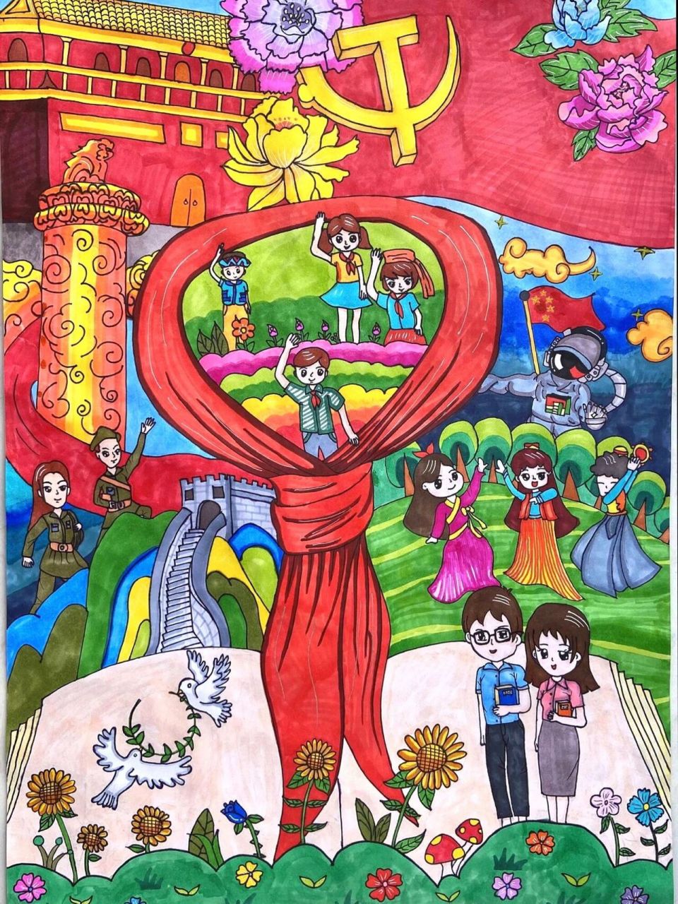 "师生健康中国健康"主题 儿童绘画漫画作品 "师生健康中国健康"主题