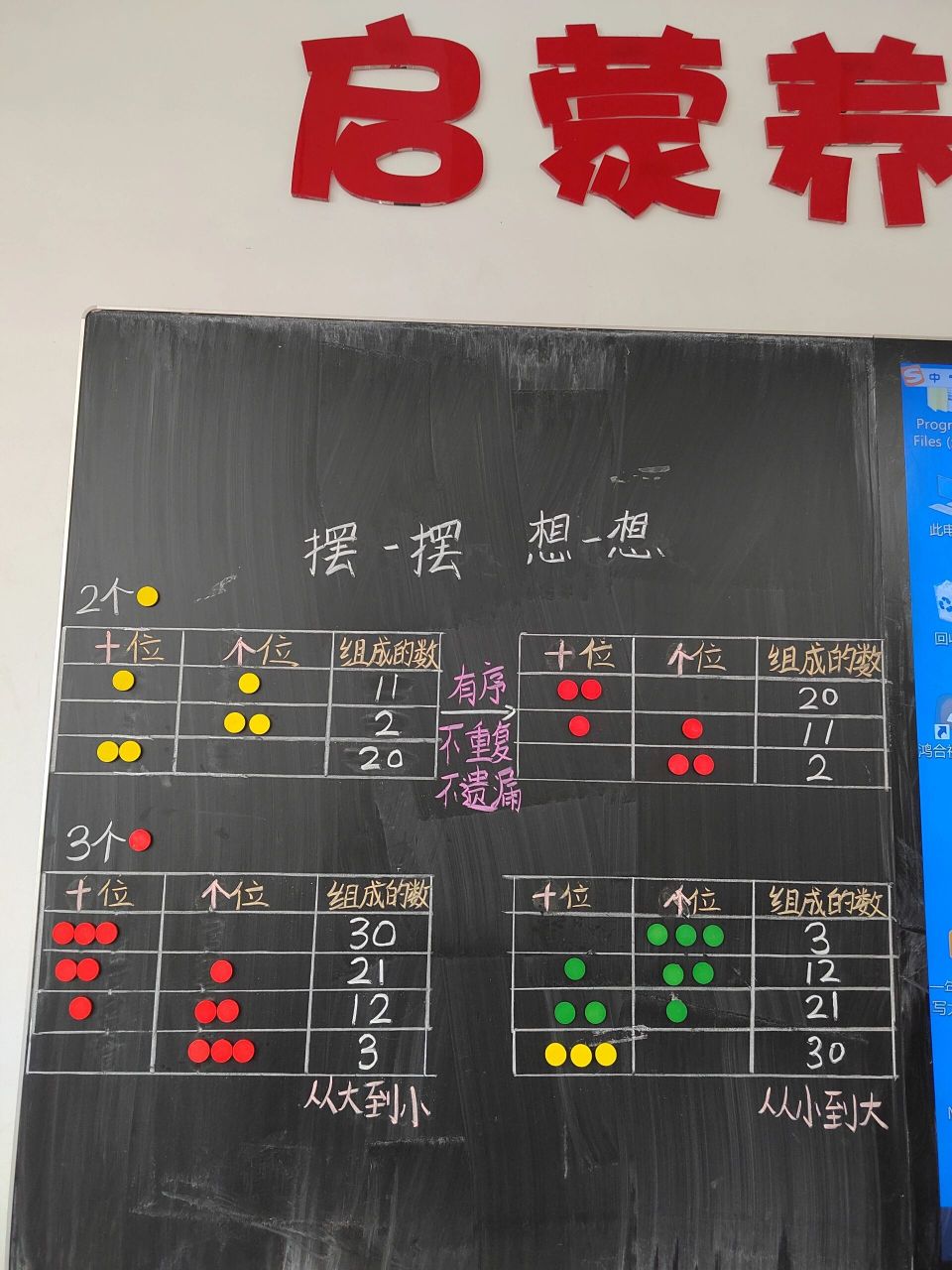 一年级数学下册 第四单元 摆一摆,想一想      板书设计