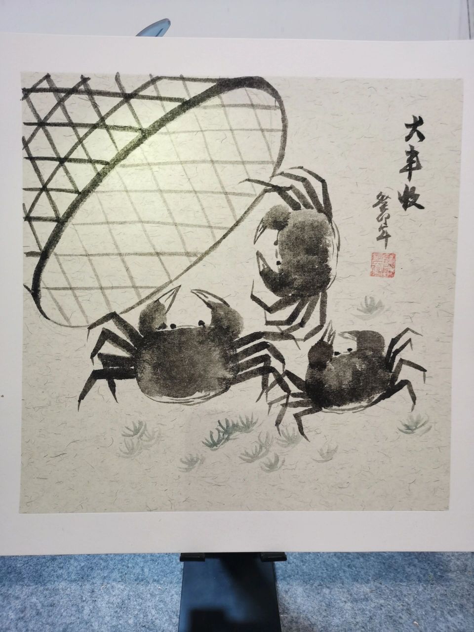 国画《螃蟹》简单易学95内含详步骤 半生熟宣,墨,兼毫笔