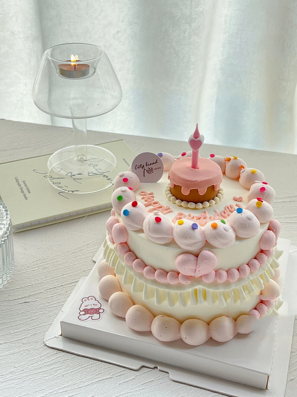 4寸复古可爱粉色女生生日蛋糕 93 粉粉的真的很适合可爱女孩91 4