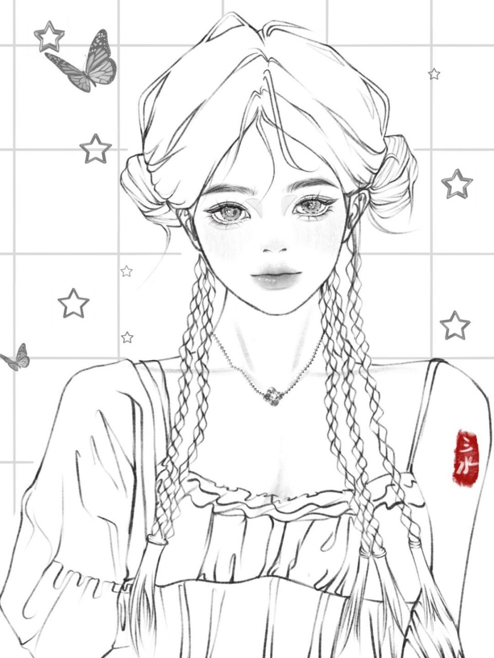 【procreate绘画速写】ipad线稿 好喜欢画美女 参考: #画画的日常# #