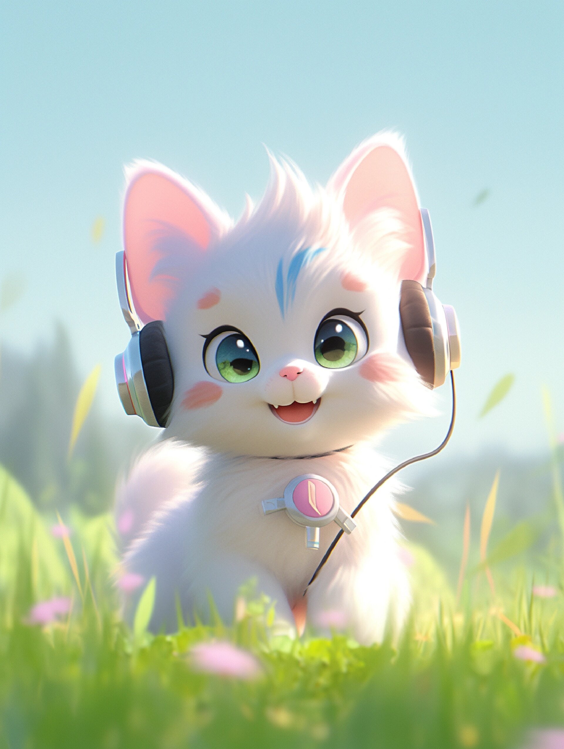 可爱小猫咪带耳麦听音乐!太可爱了! 可爱的猫咪给我带来了一个惊喜.