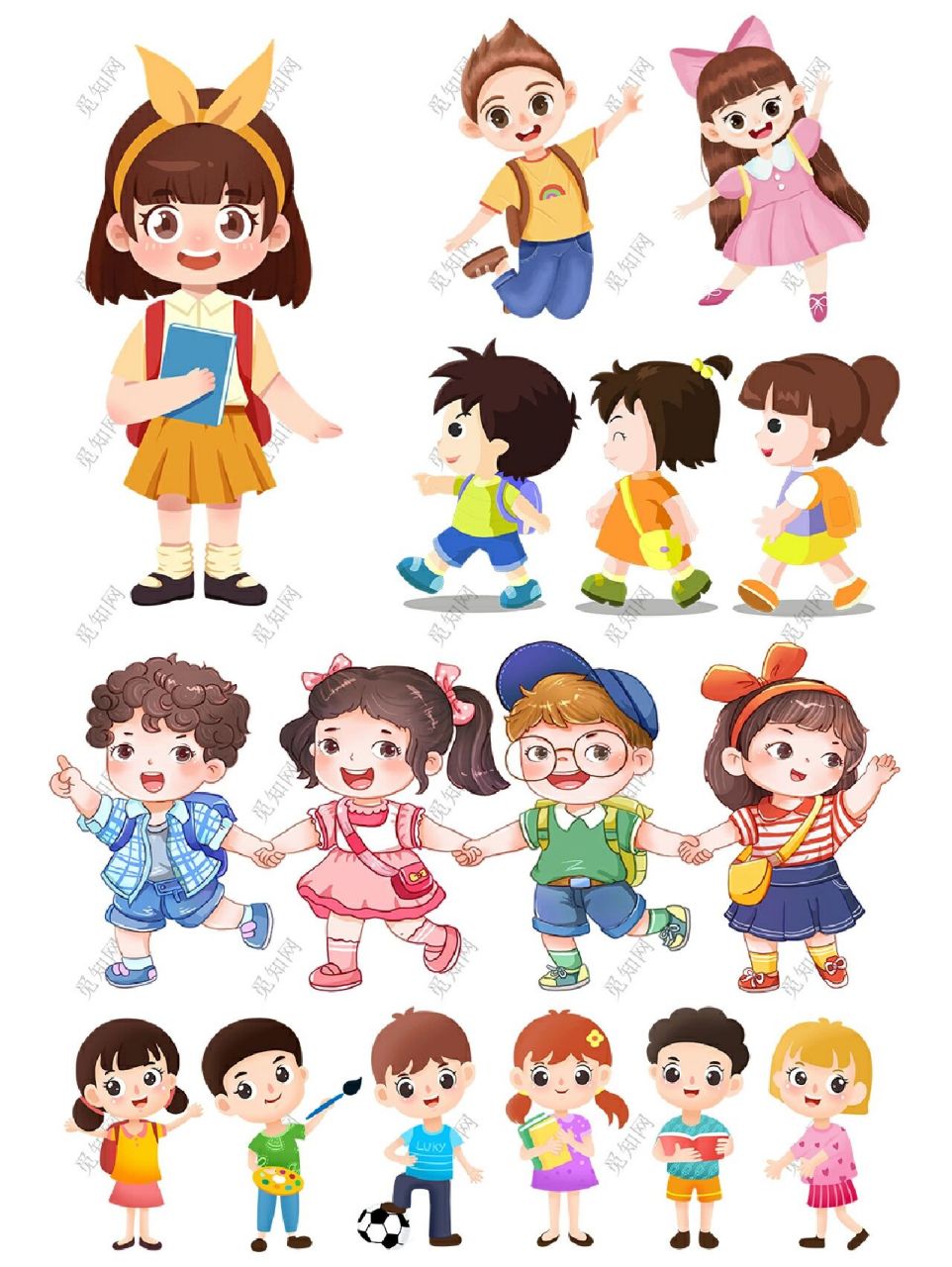 免扣学生卡通人物素材分享 宝子们今个分享一组卡通学生免扣素材 可以