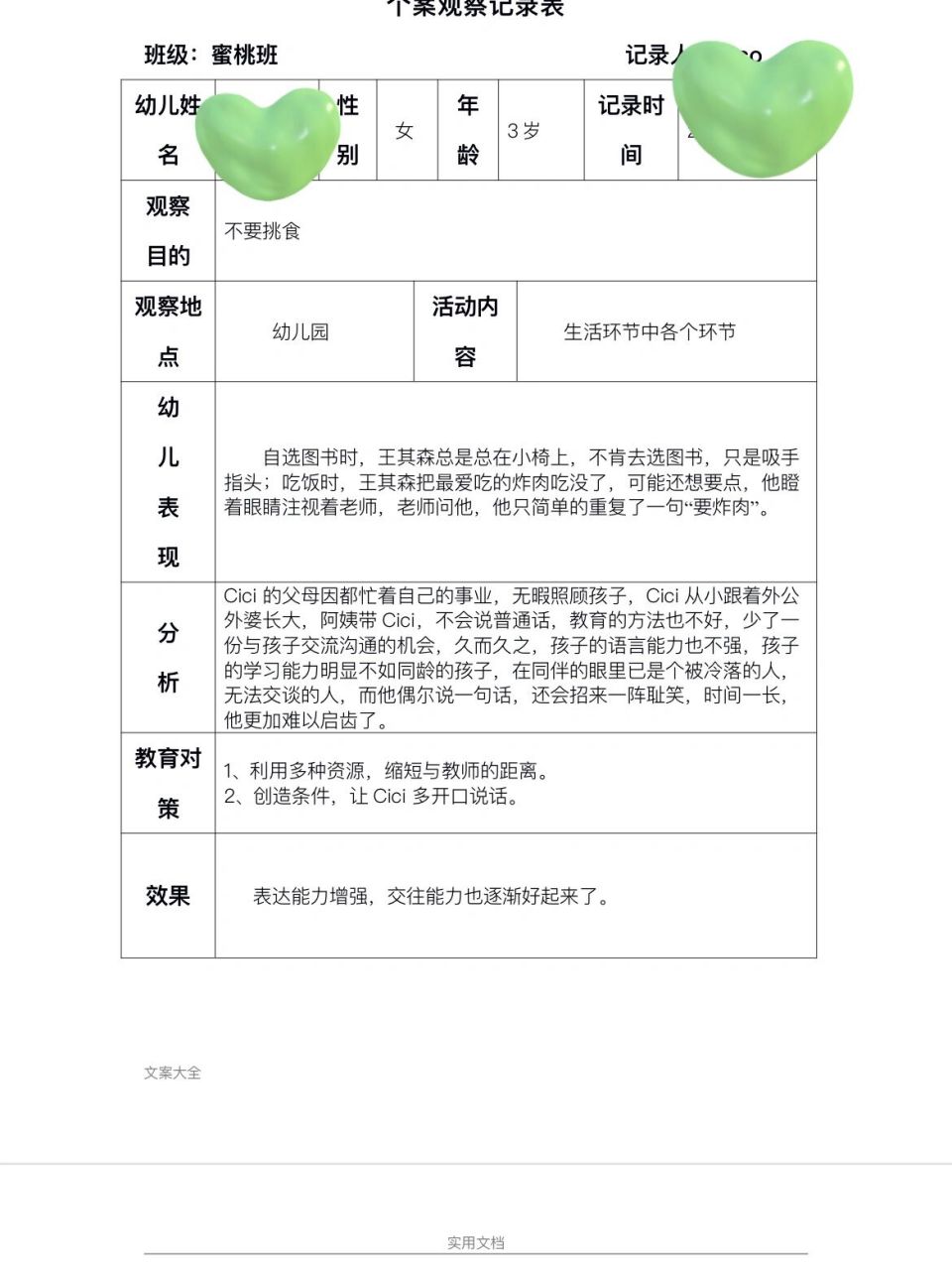 小班幼儿园观察记录分析与措施(小班幼儿园观察记录分析与措施怎么写)
