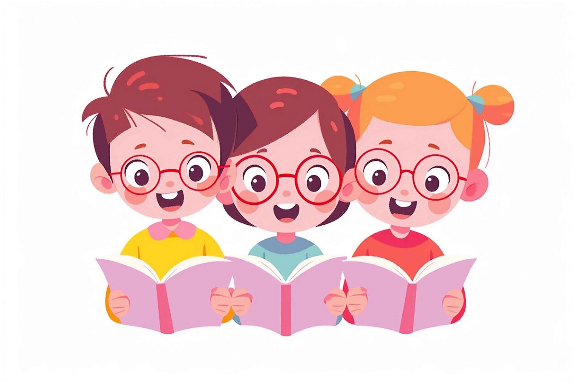 98看书的小朋友 |卡通人物读书png免扣 98儿童读书卡通ai插画