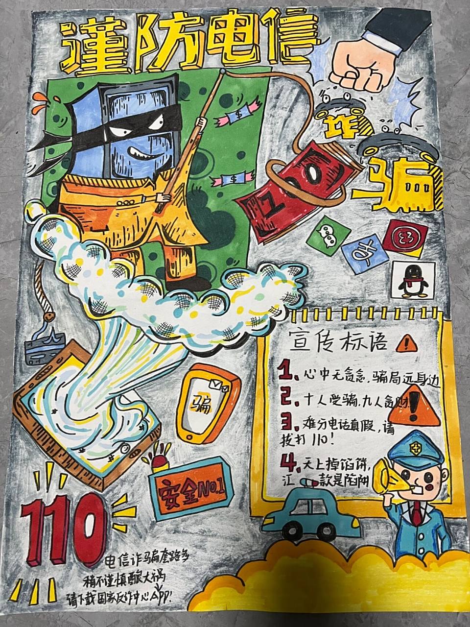 临摹反诈手抄报!