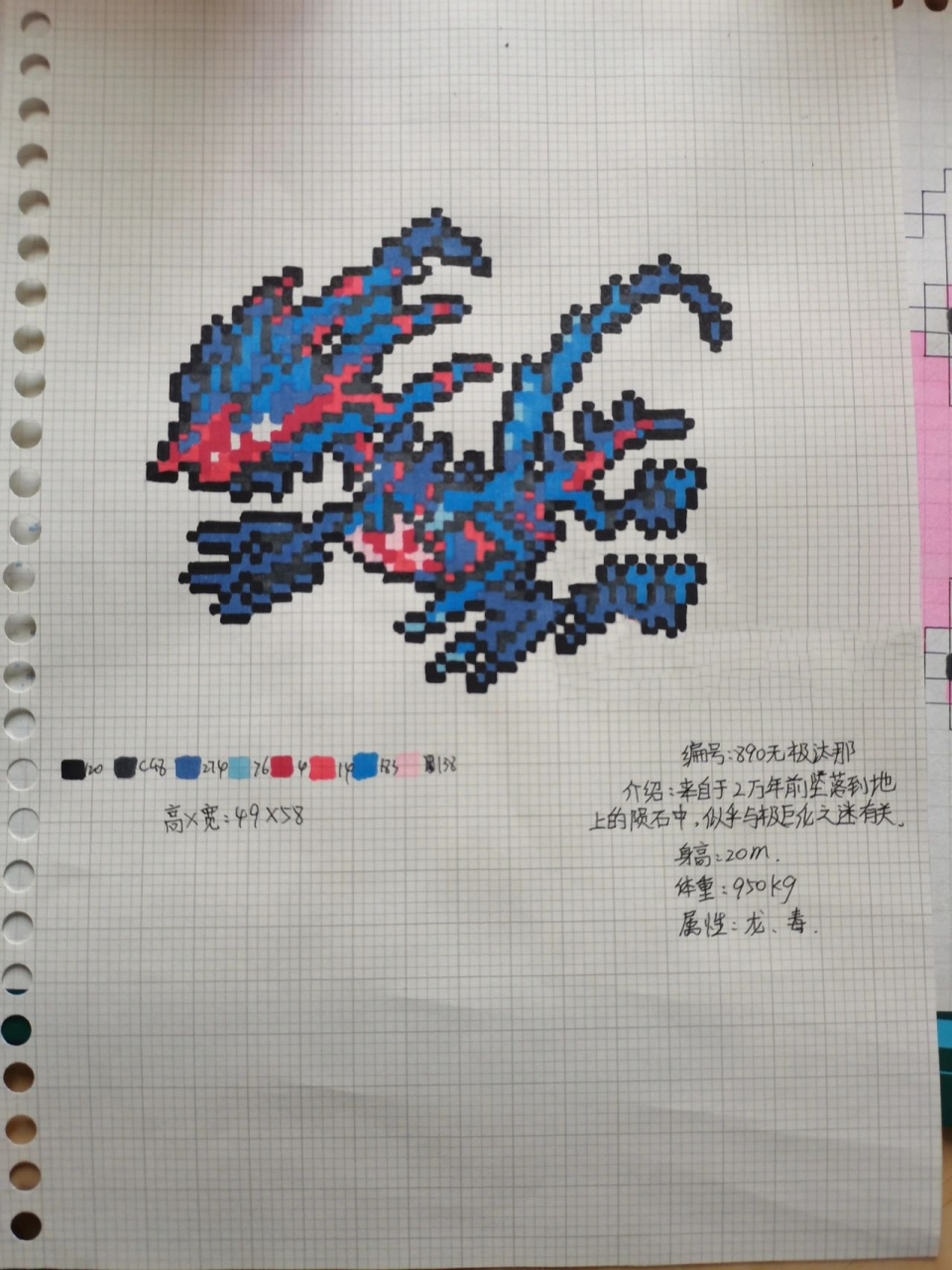 第379幅像素画临摹-890无极汰那        终于把无极汰那画出来了,新鲜