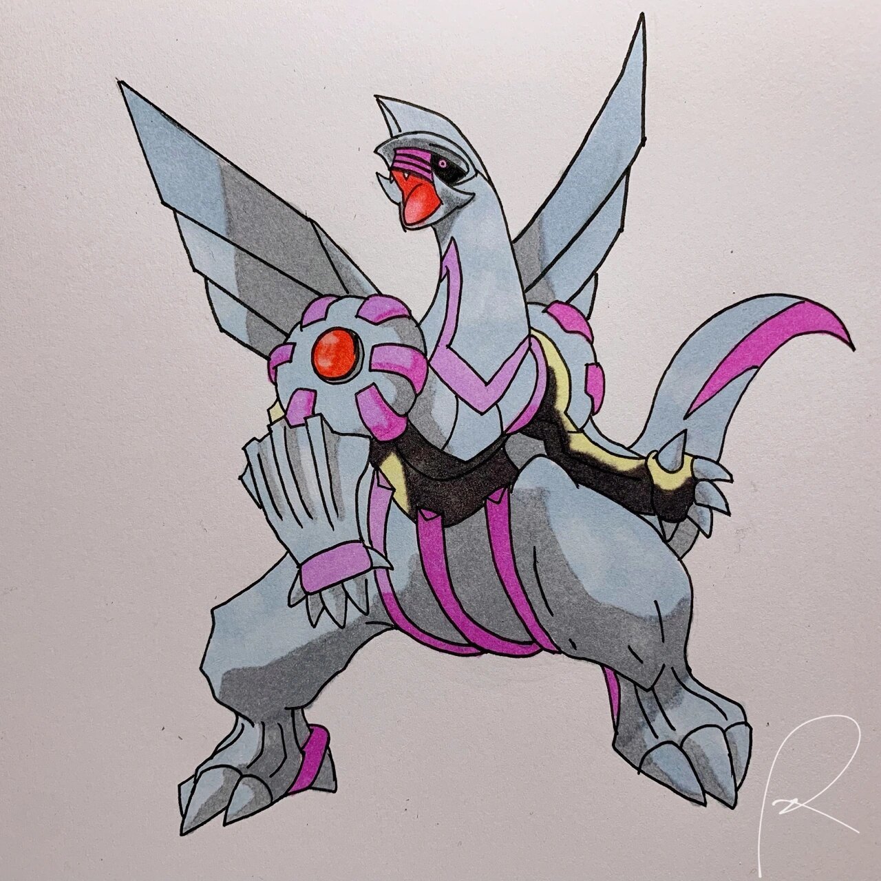 484 帕路奇亚 颜色搞错了……马克笔真是太难了 今天没有新原创,画了