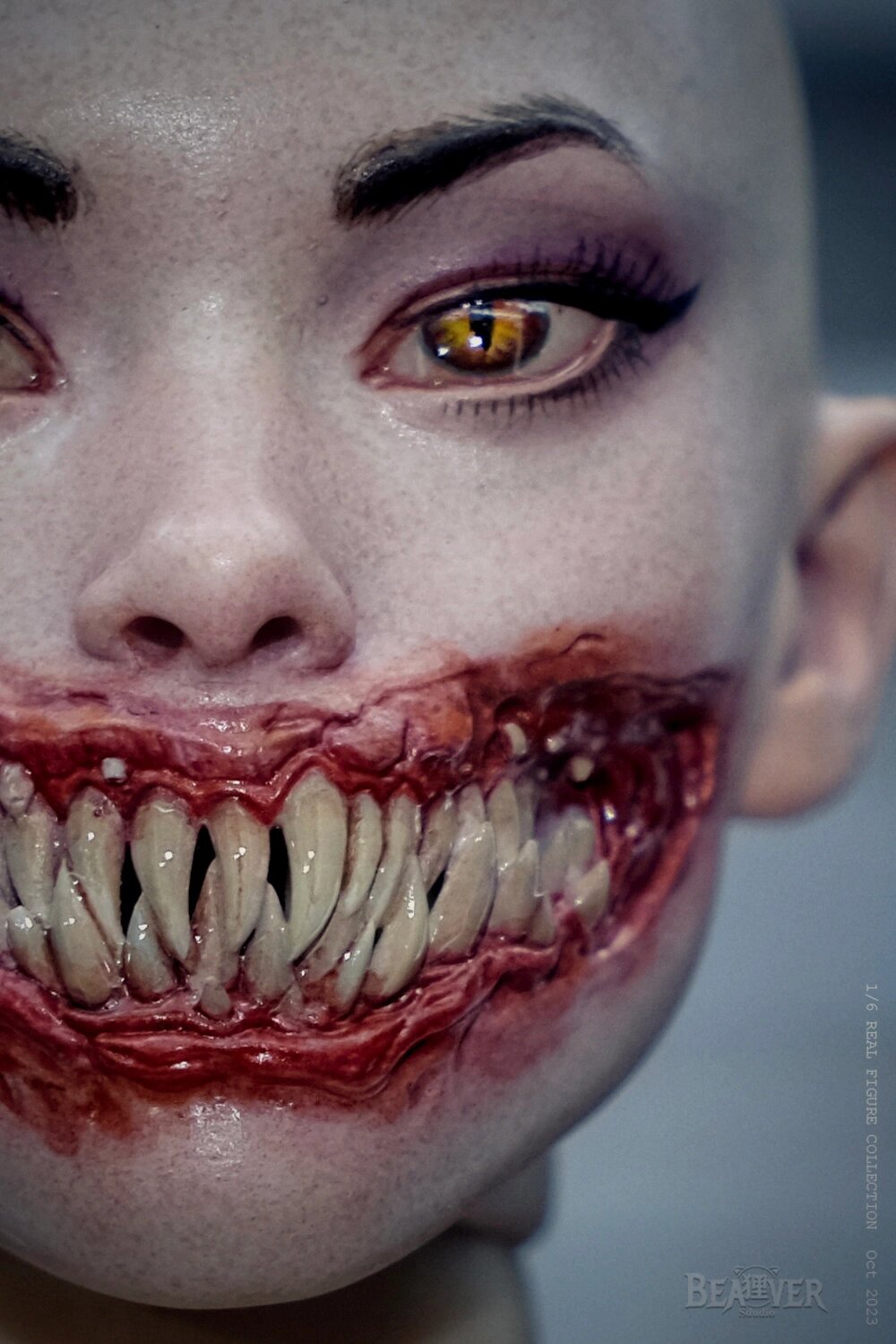 《真人快打》美莲娜mileena头雕1/6白模涂装 mk系列人气女角色裂嘴女