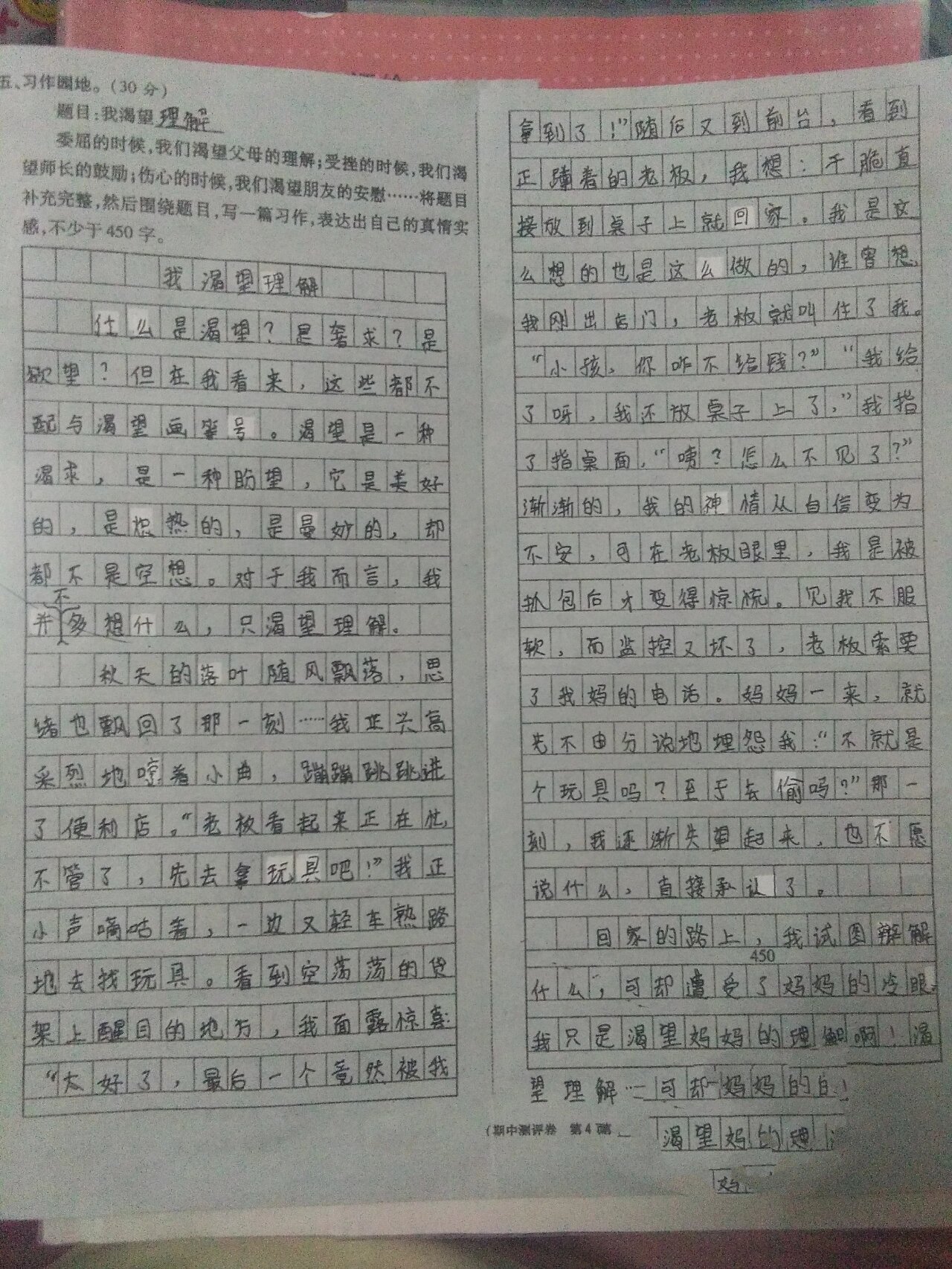 我渴望理解作文