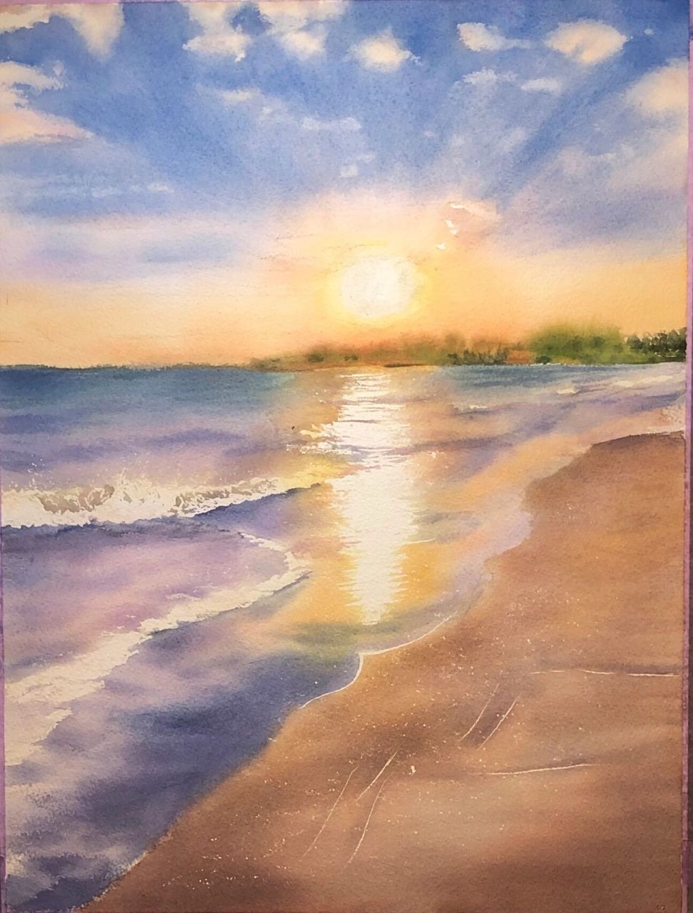 水彩画:海边日落(附步骤图)