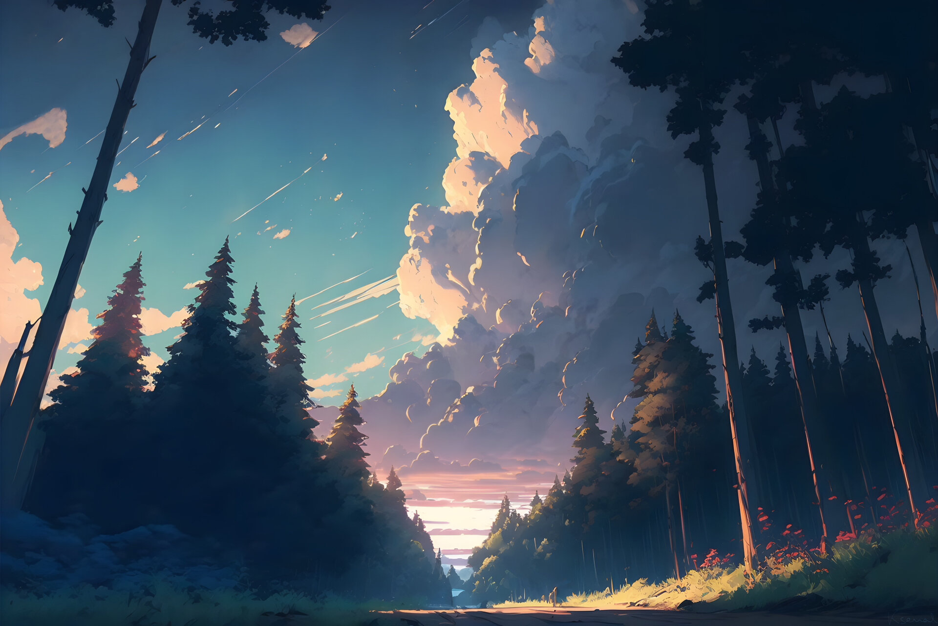 漫画风格风景ipad壁纸