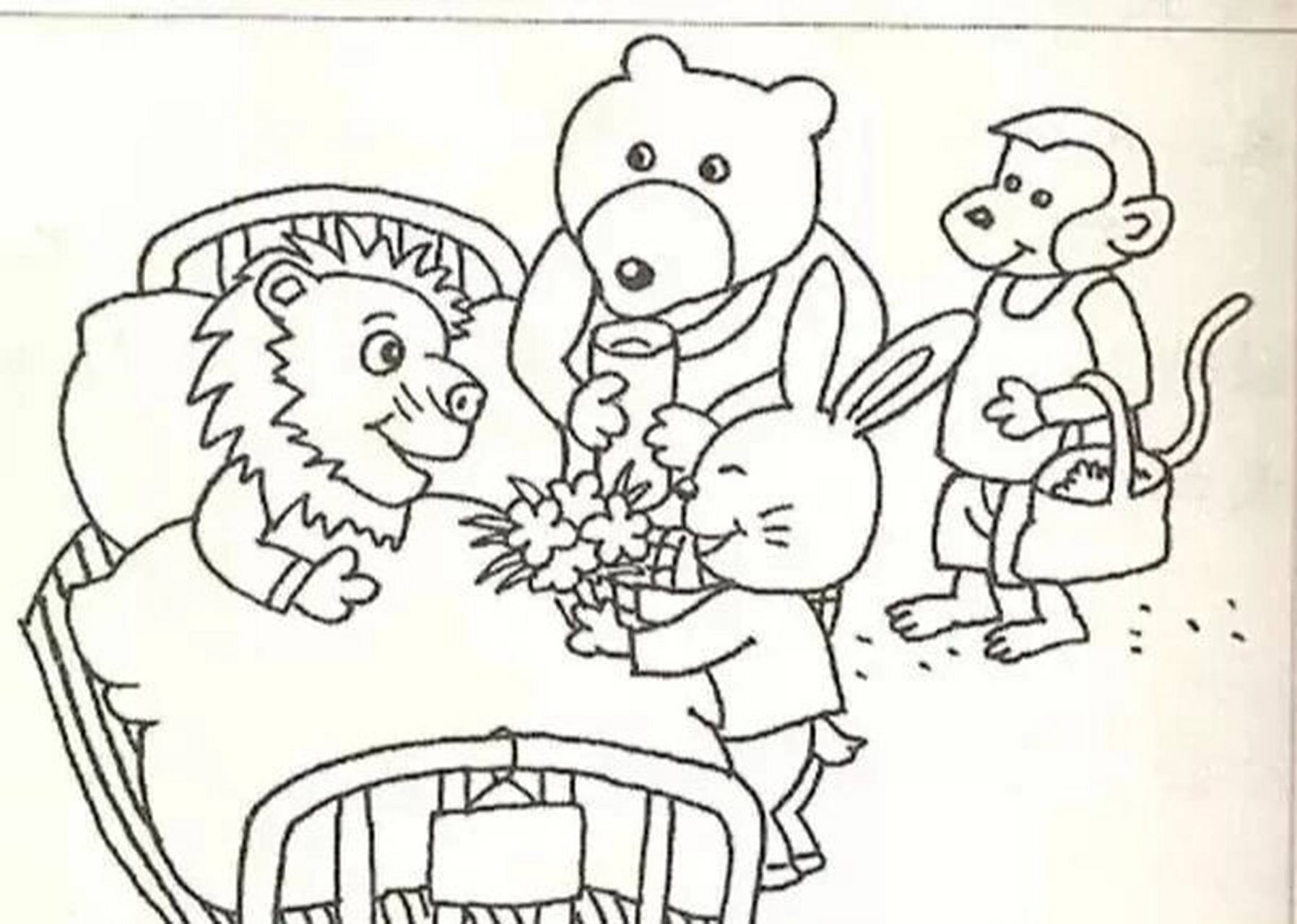 看图写话 狮子生病了 狮子大王年纪大了,身体也变得不再硬朗了,前几天