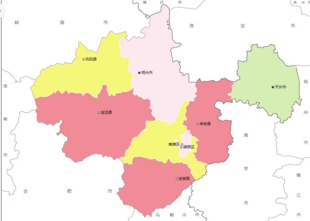 安徽省各市政区图(三):滁州市 滁州市总面积1.