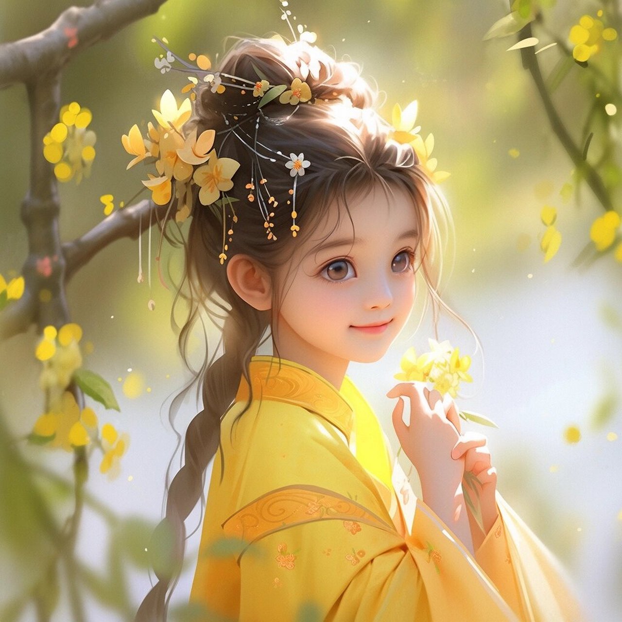 翩翩起舞的花仙子,#古风头像 #国风插画# #古風# #少女头像# #古风