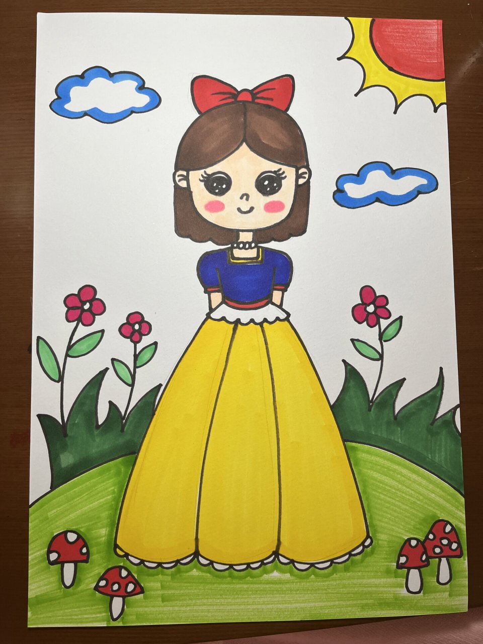 《白雪公主》适合5-6岁小朋友的线描儿童画