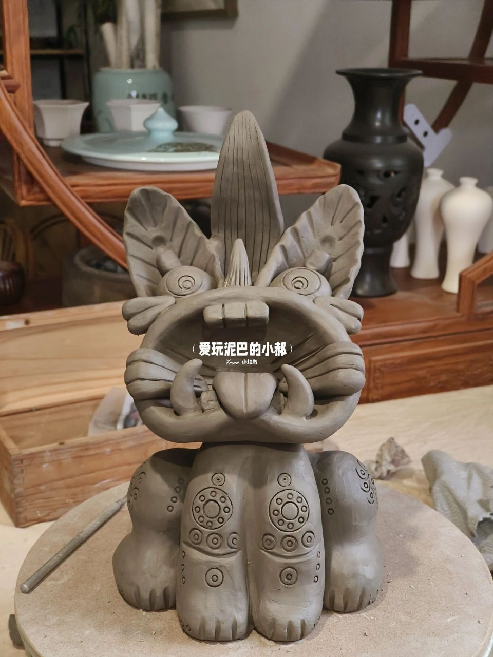 瓦猫/陶艺手工制作 尝试做了一只大瓦猫,希望不要裂