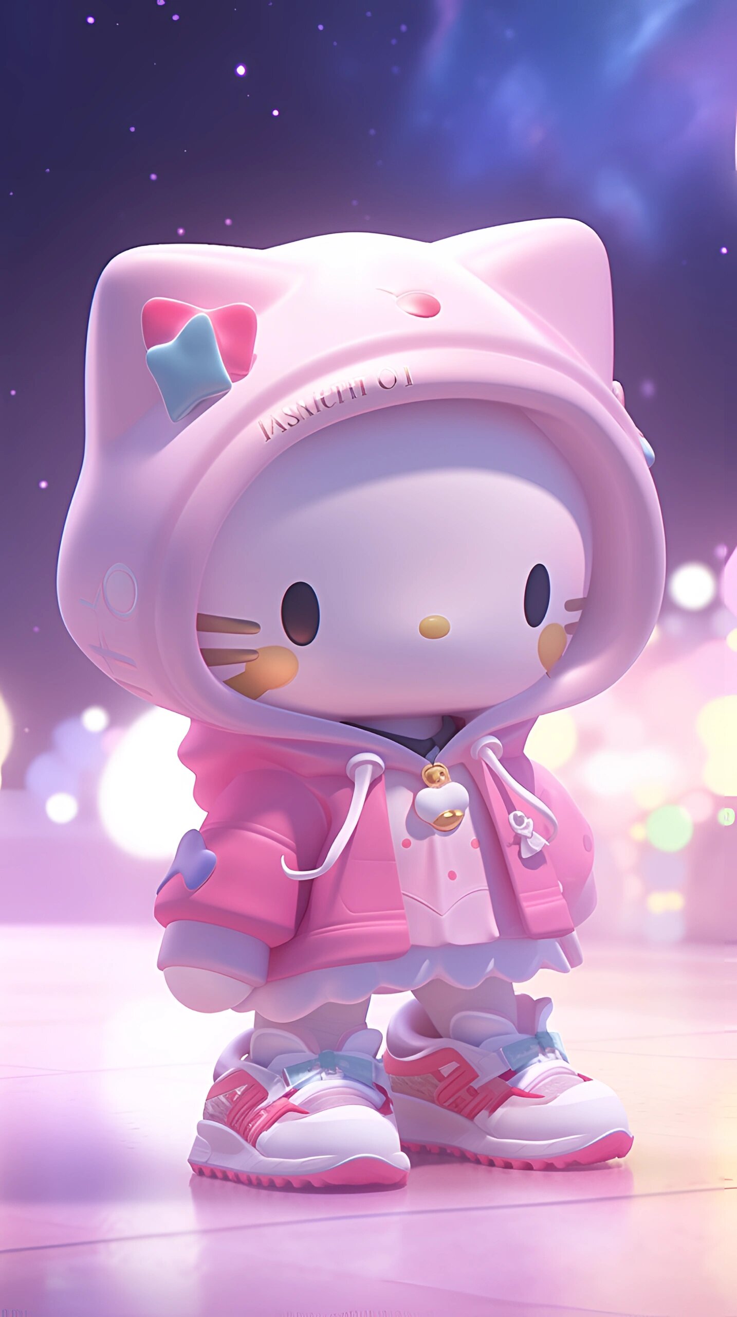 粉色kitty猫|满满的少女心|精美壁纸 这是一只潮流的kitty猫,穿着人类