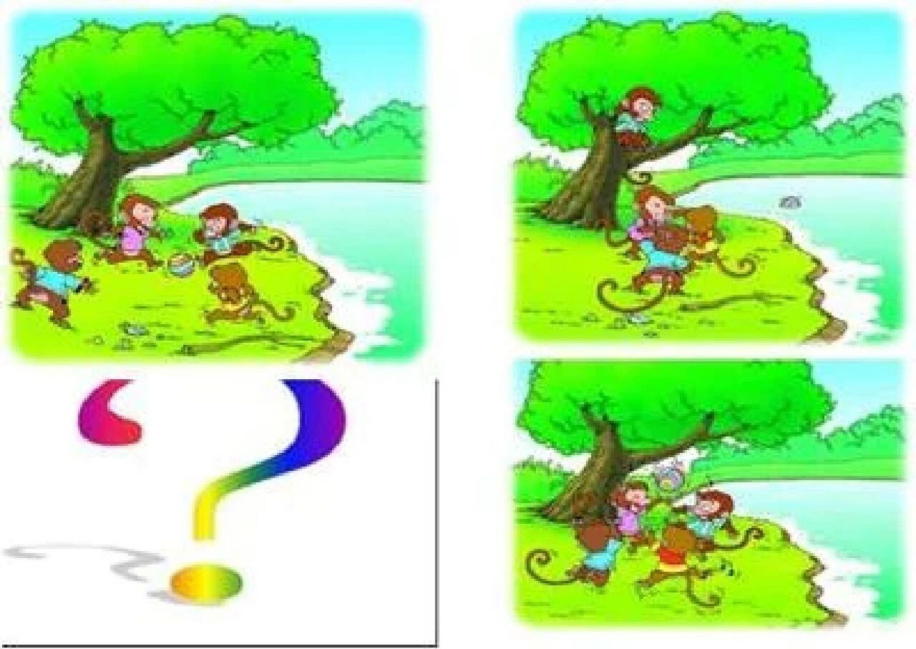 看图写话 小猴子踢球 春暖花开的一天,天气非常好,四只小猴子约好一起