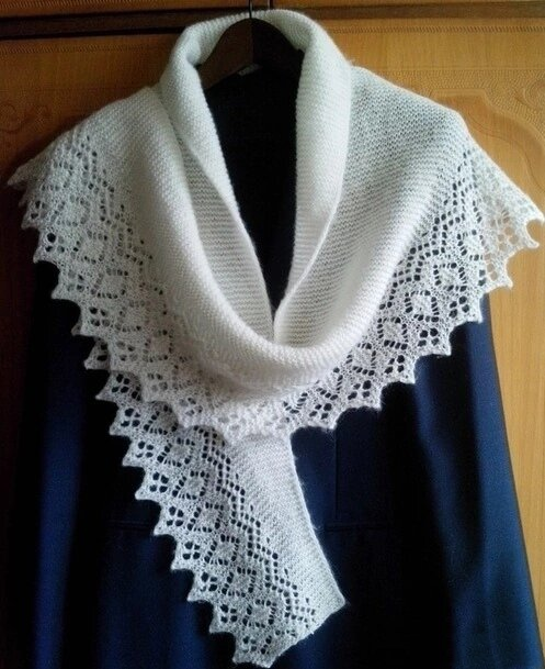 蕾丝花边棒针围巾披肩图解