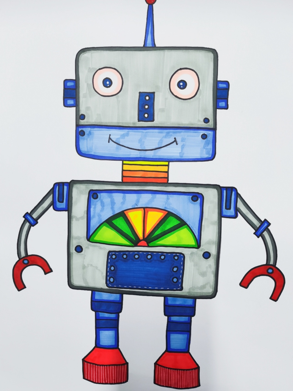 机器人～幼儿创意画 课堂效果很好～激发孩子的图形组合能力和想象力