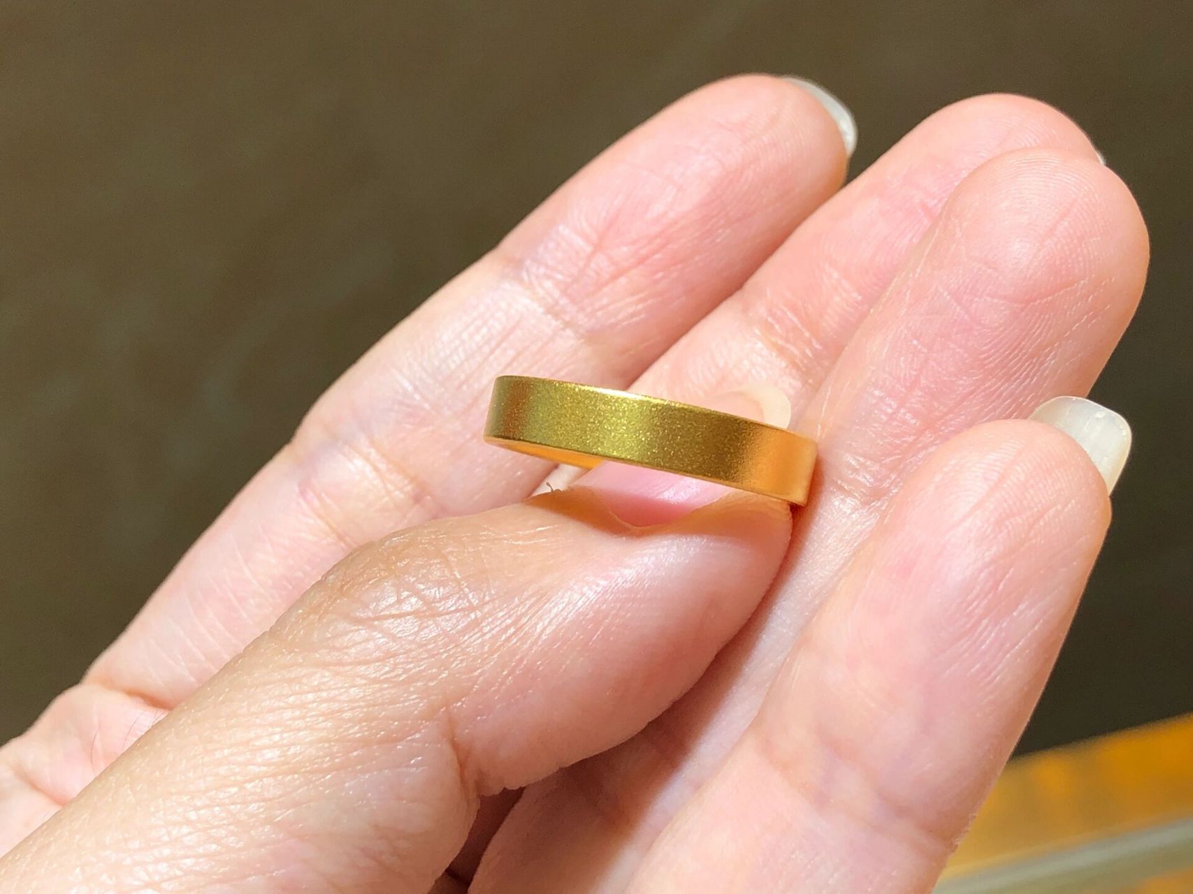 古法黄金素圈戒指 98古法黄金窄版素圈戒指 克重 5克多