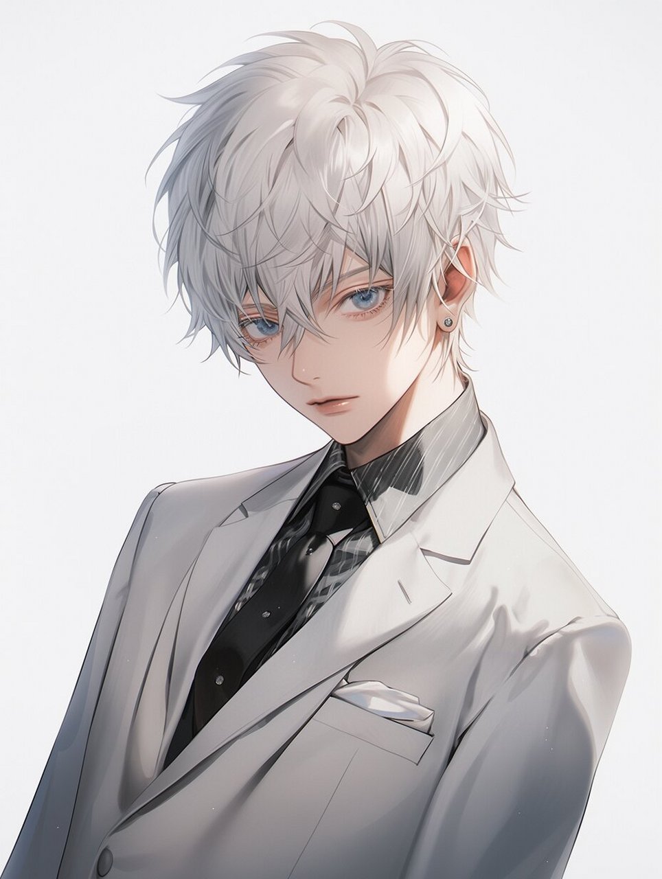 西装白发男头像