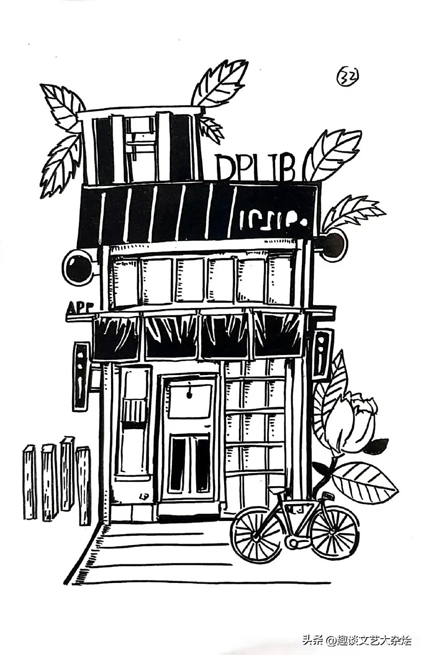 手绘 黑白街景,喜欢的可以涂色展示一下哦[来看我]