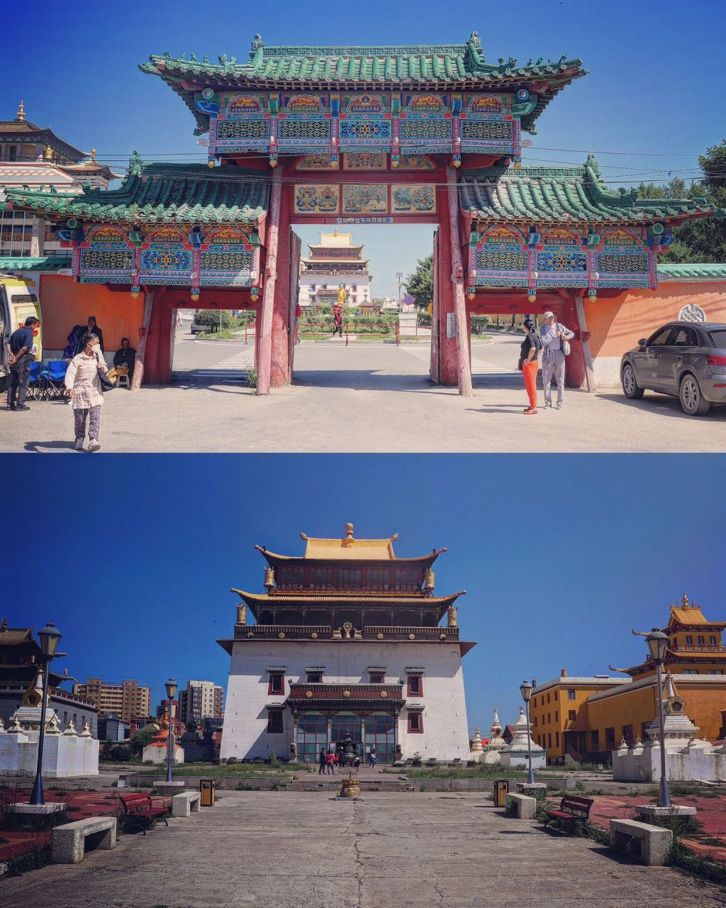 蒙古拍照92甘丹寺 蒙古乌兰巴托甘丹寺,世界第三大铜佛高26米.