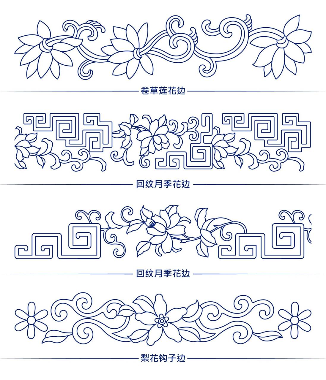 传统图案-花边纹样(18)   	 花边纹样大多是装饰在服饰边,衣领,袖口