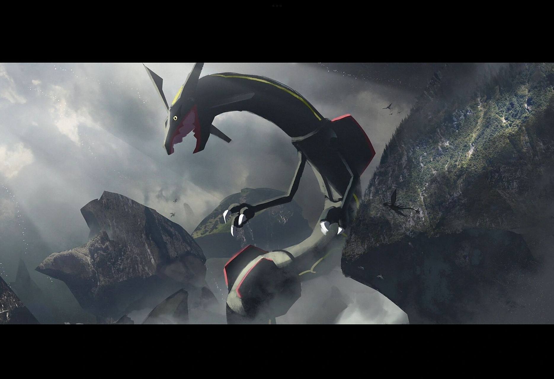 宝可梦壁纸 神兽篇 闪光裂空座 4k画质 黒い嵐 转载来自画师  あすて