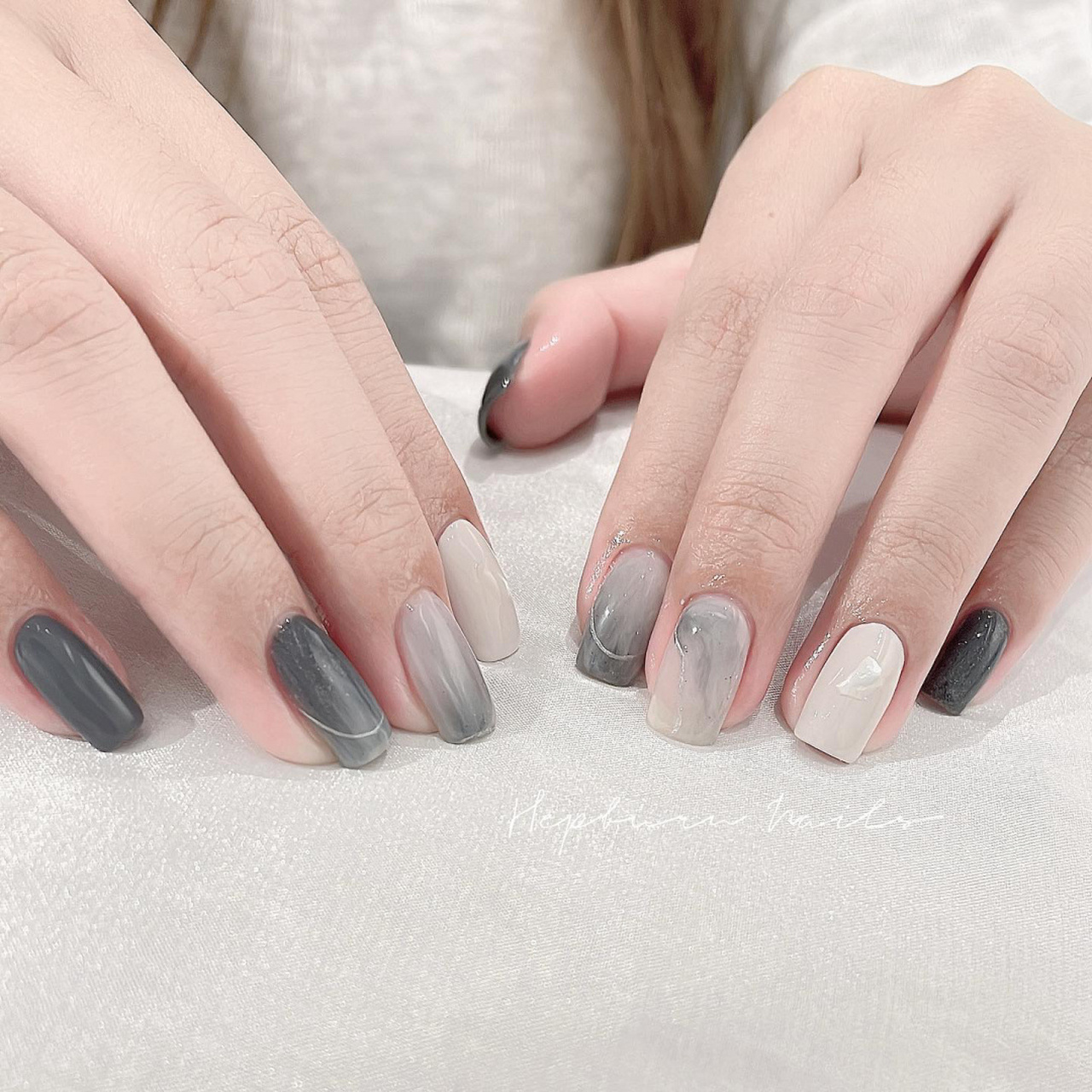 蓝白色系美甲 91 好看绝了 清爽又耐看的款