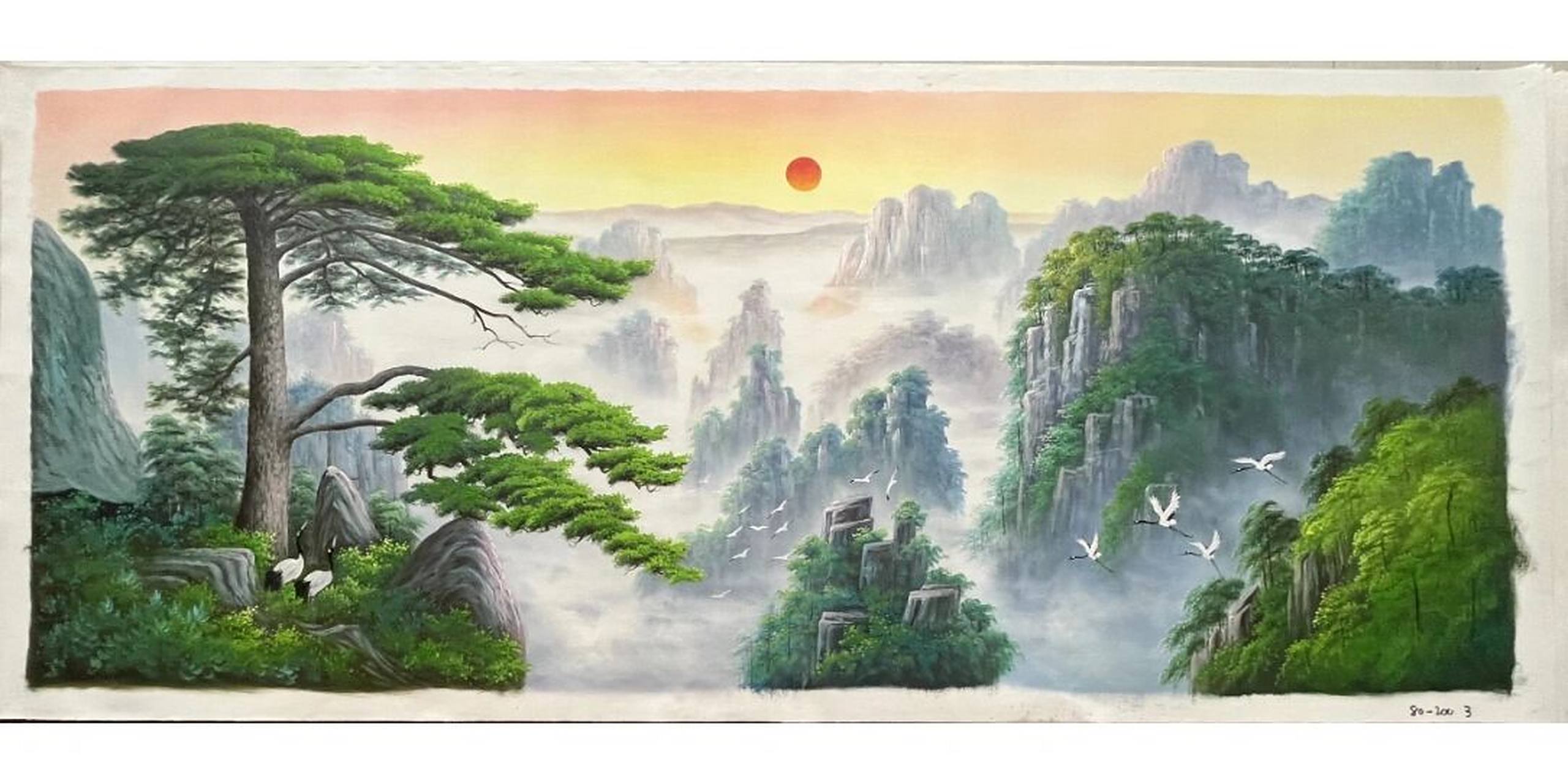 美图分享,《迎客松》,布面油画9幅