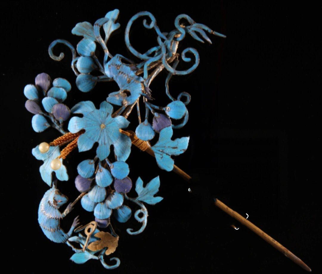故宫点翠花卉鸟蝶纹头花合集