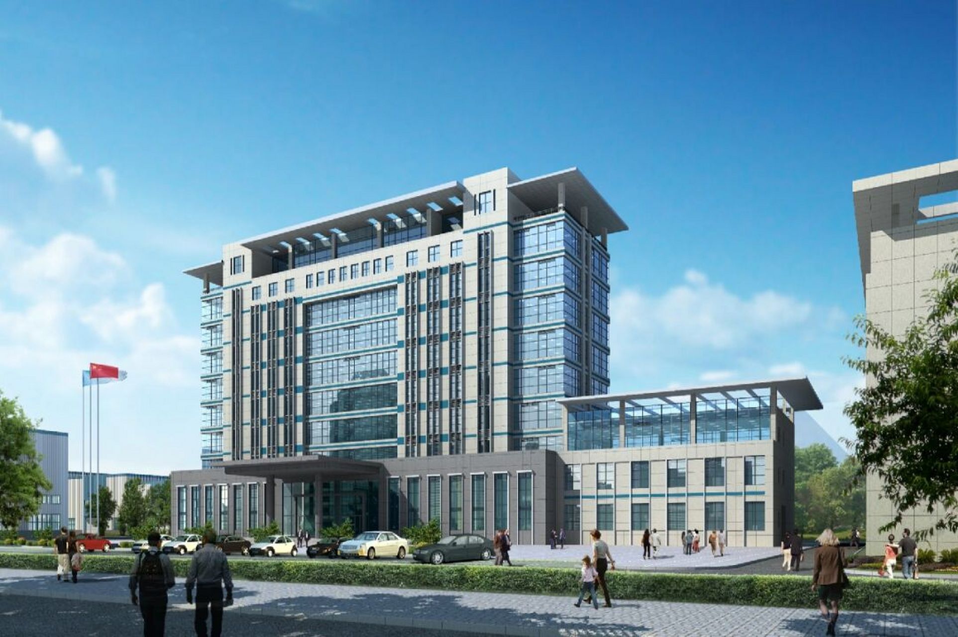 办公楼幕墙设计效果图 世博幕墙设计案例:办公楼外立面幕墙设计效果