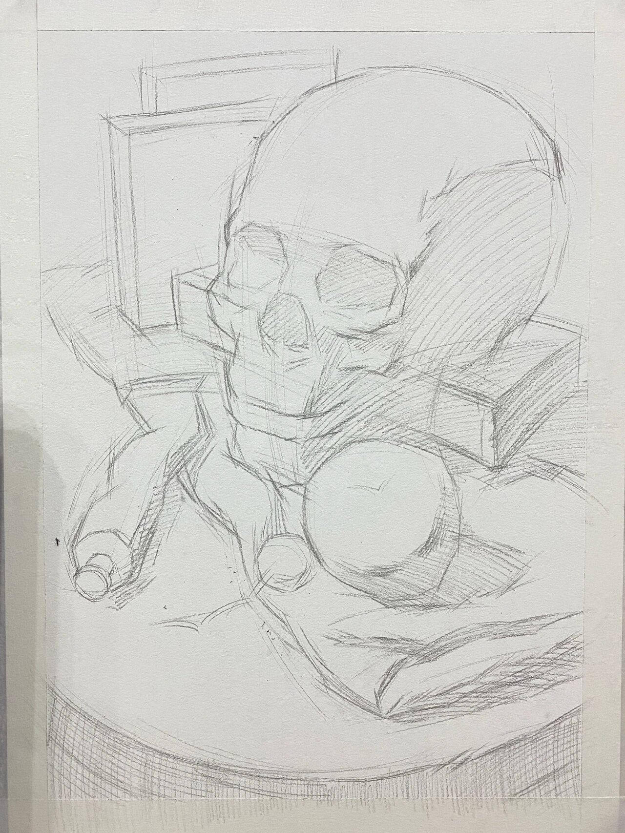 素描静物临摹的骷髅头