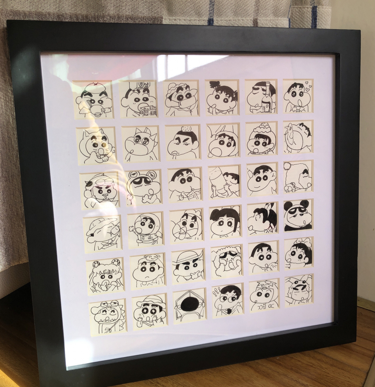 蜡笔小新36格子表情包画 36宫格蜡笔小新表情包～ 卡纸1.