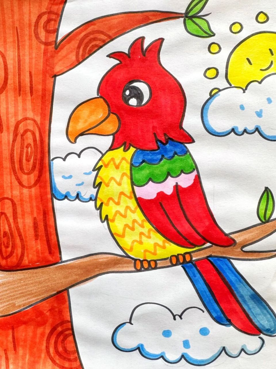 可爱的啄木鸟怎么画图片