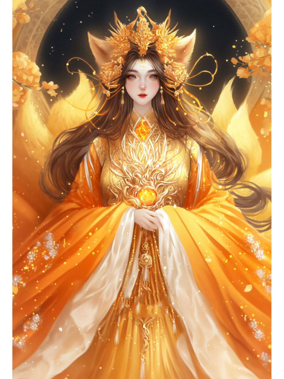 【ai绘画】78狐仙之七尾隐狐 黄色的九尾狐,亦称七尾隐狐,狐仙级别