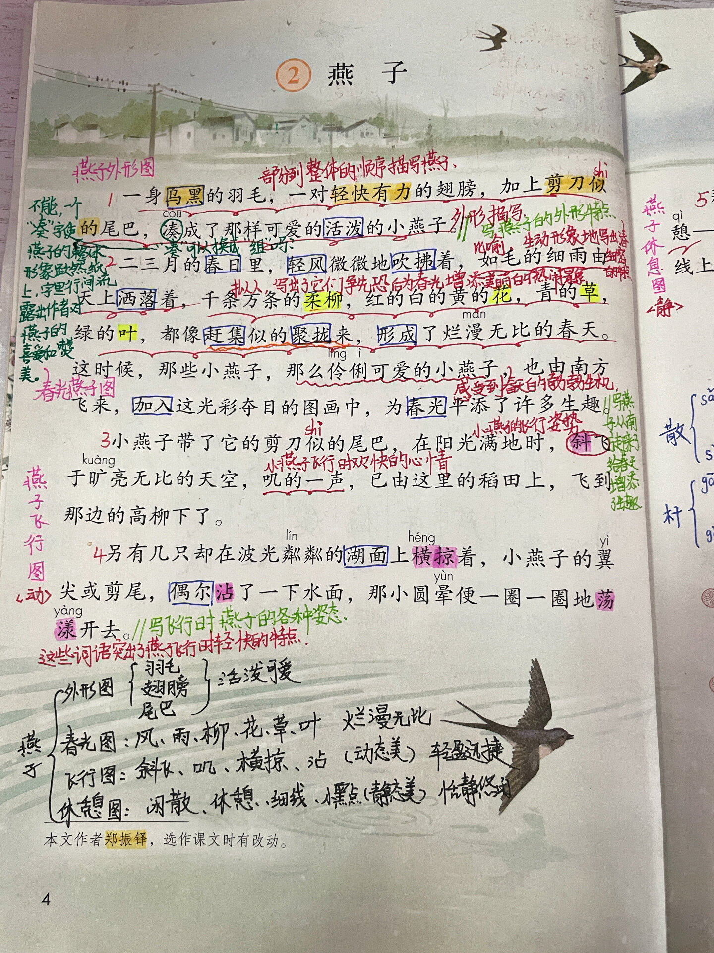 三年级语文下册第二课《燕子》笔记