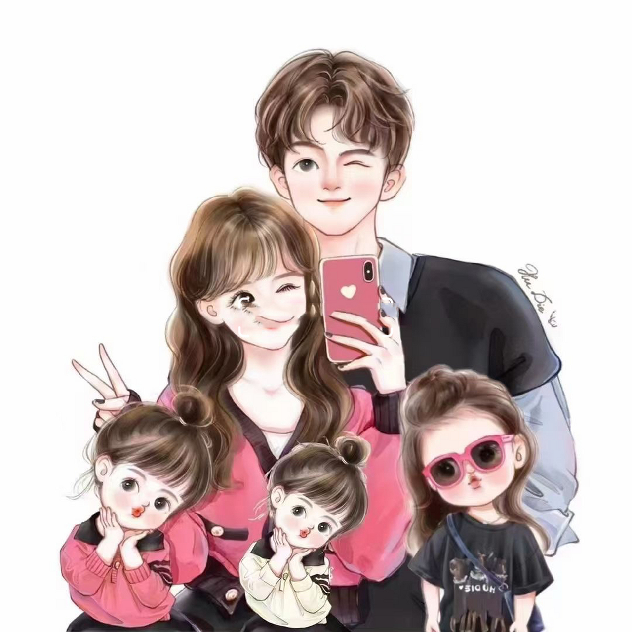 一家五口头像背景图 一家五口头像背景图 (六种组合) 97拿图留个赞