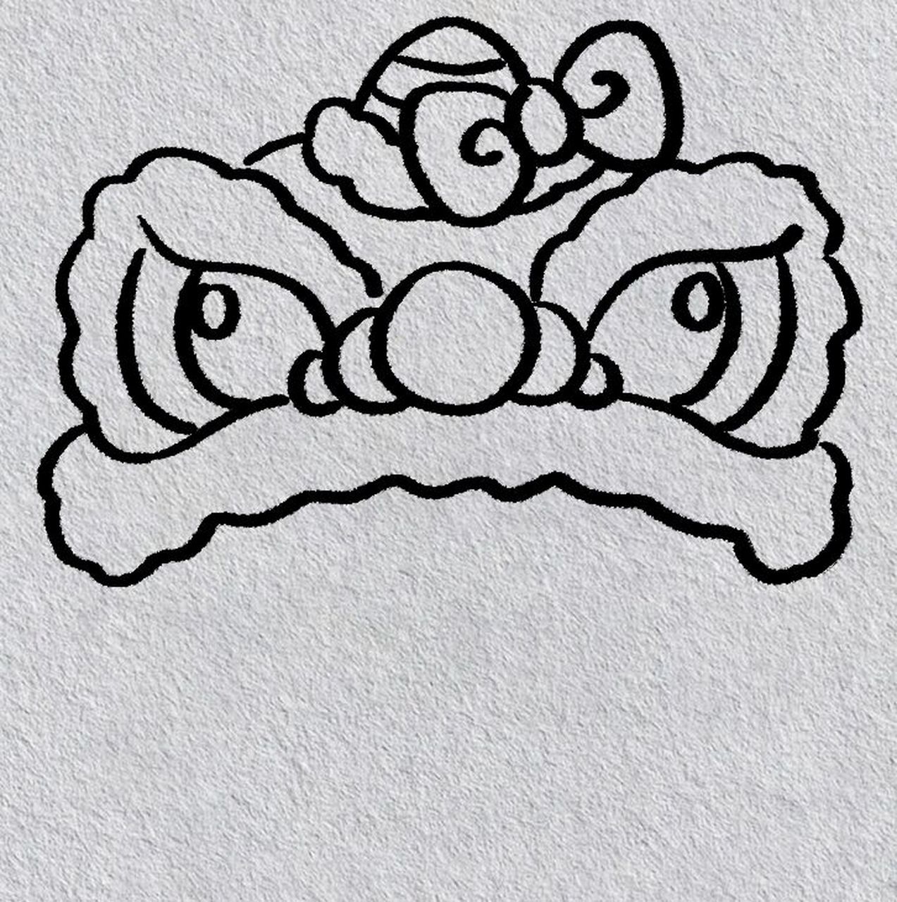 可爱醒狮头简笔画 除夕快乐呀!祝大家平安喜乐发大财!