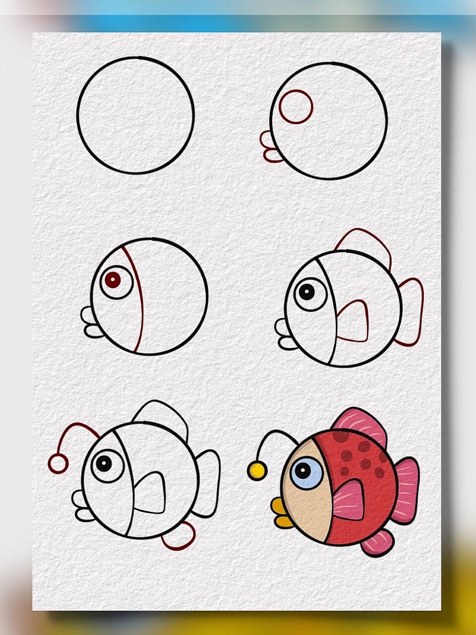 可爱小鱼简笔画 适合小朋友学习的简笔画小鱼绘画教程
