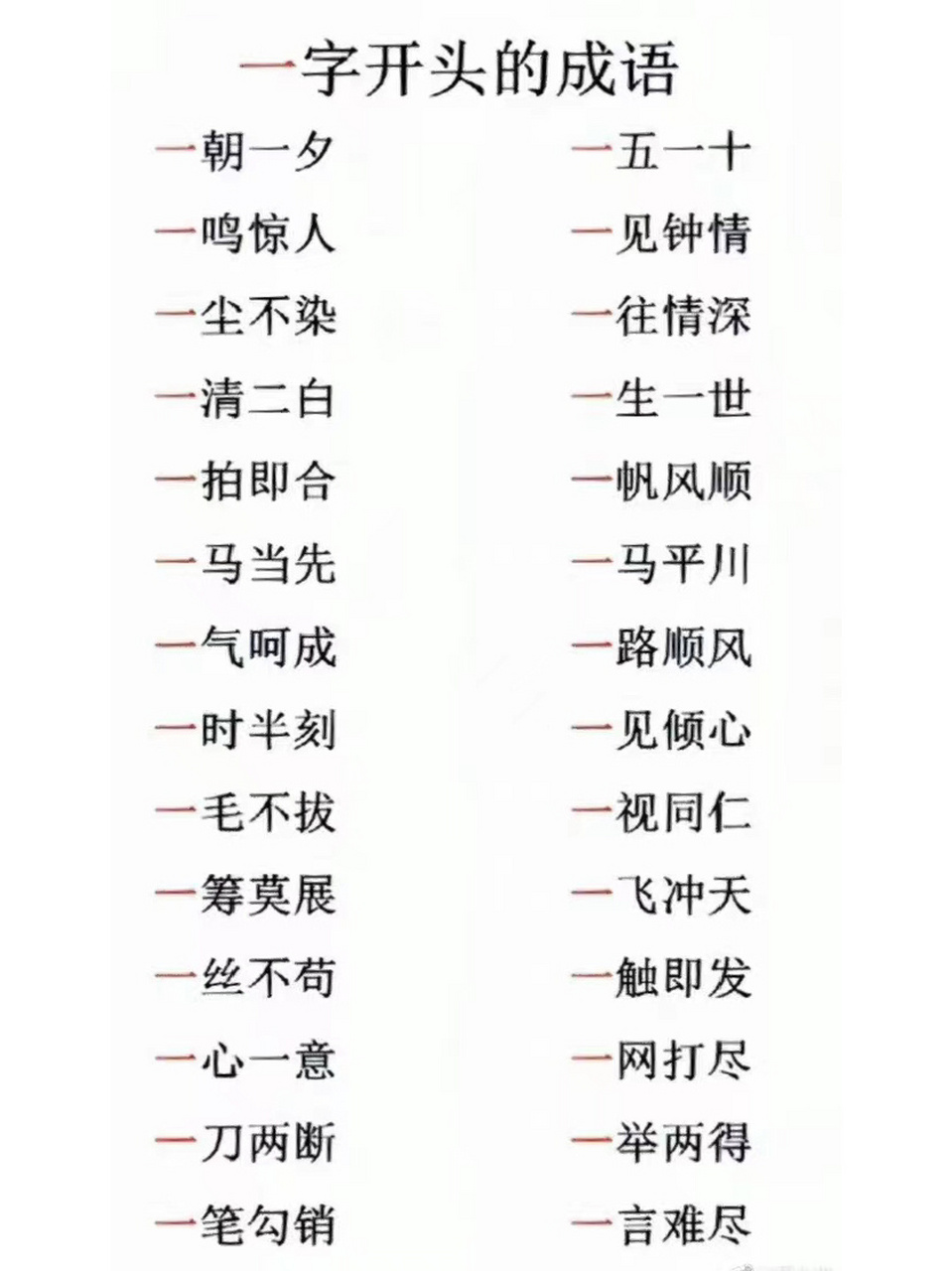"一,二,三,四,五"开头的成语