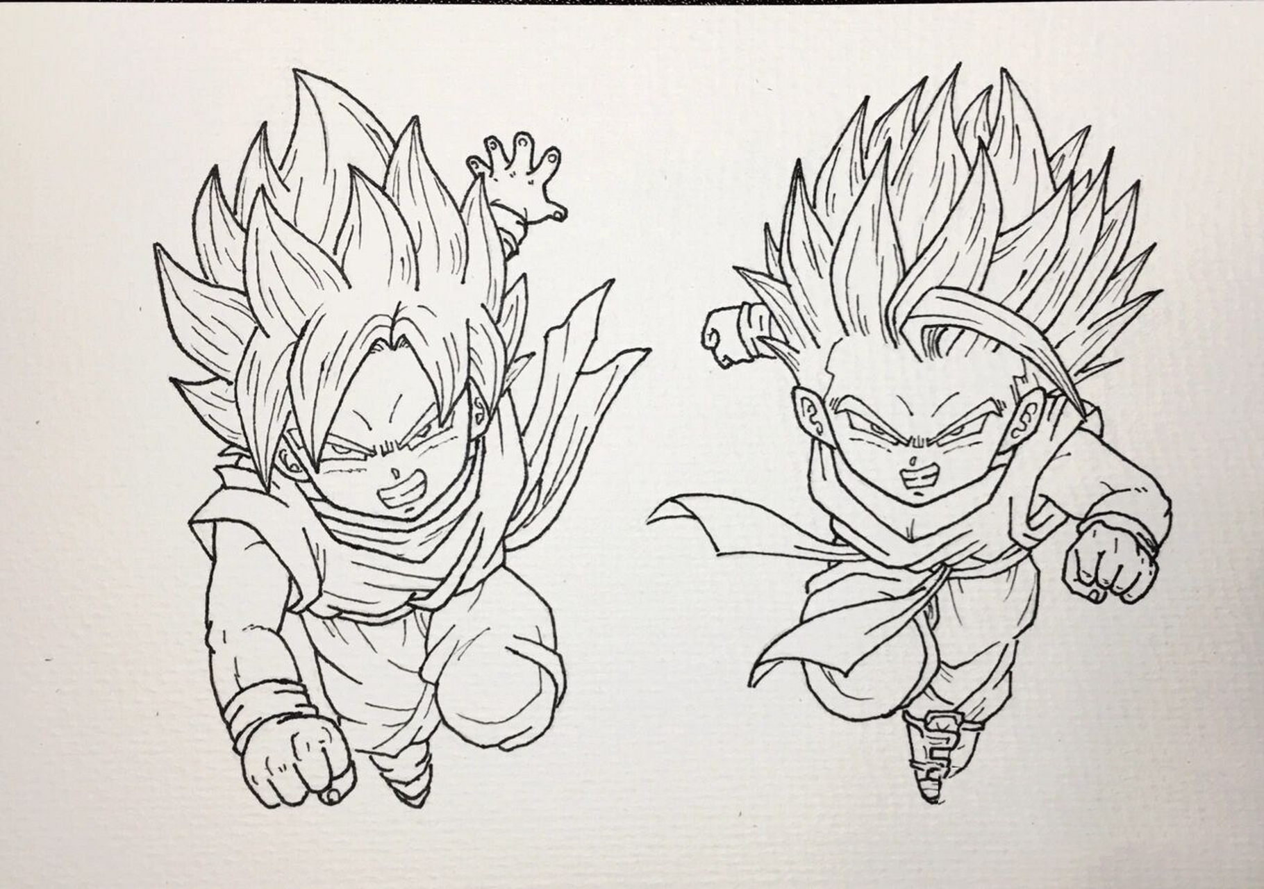 七龙珠的画风对于我来说有点难画,光是线稿就画了一整天,特别赛亚人的