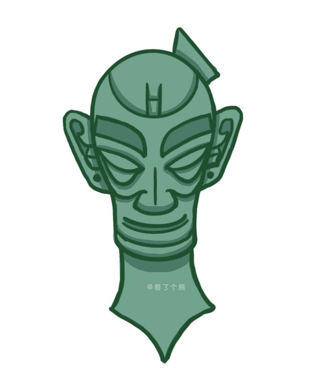 最近沉迷手绘三星堆,画个青铜人像小合集 手绘国宝持续创作中