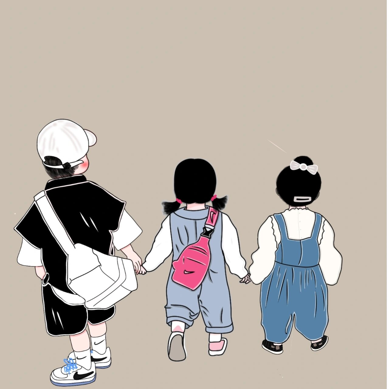 原创手绘亲子头像全家兄妹三兄妹无水印头像