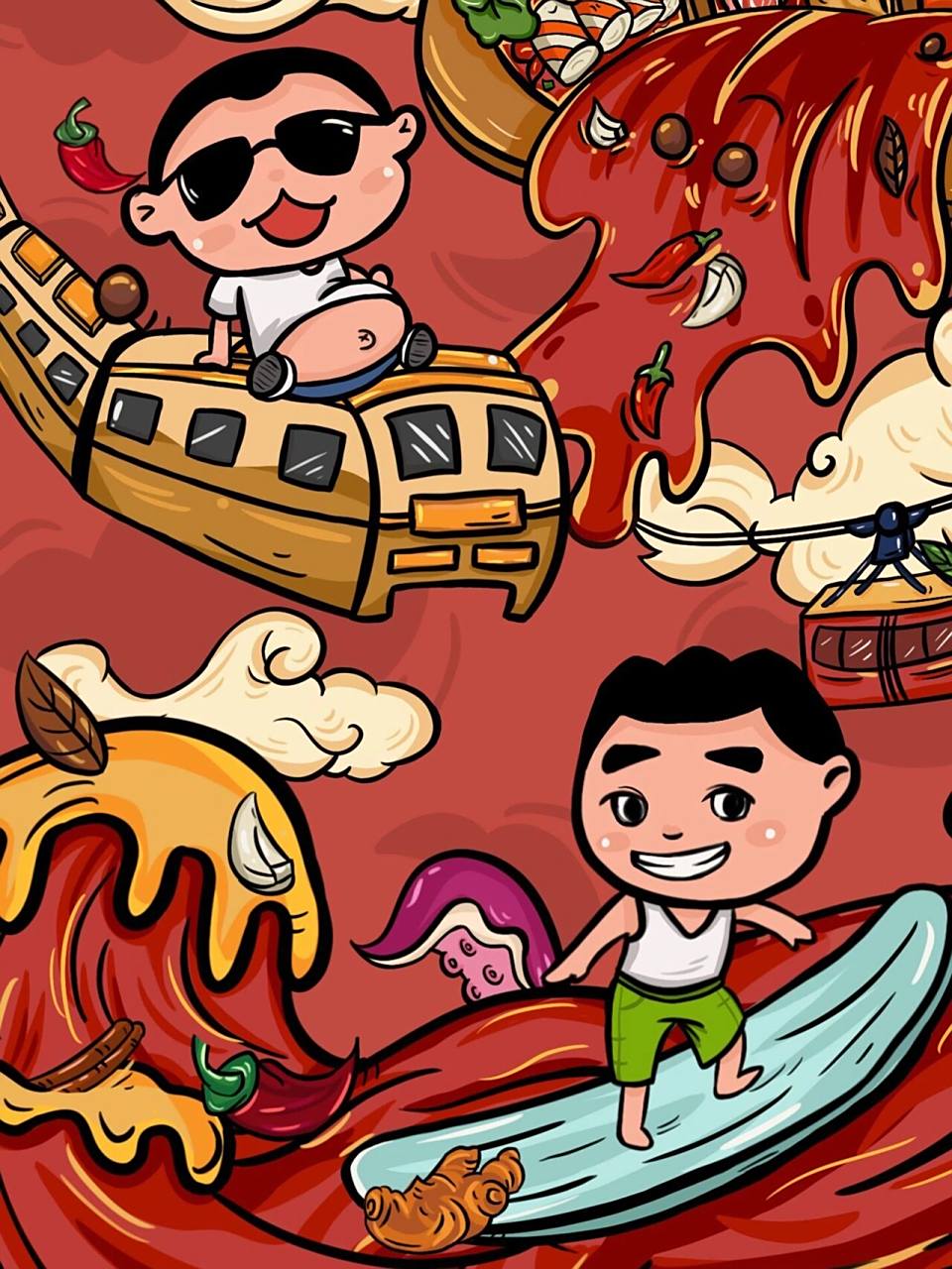 重庆火锅92商业插画ipad手绘原创作品 「本插画作品版权归佼佼流
