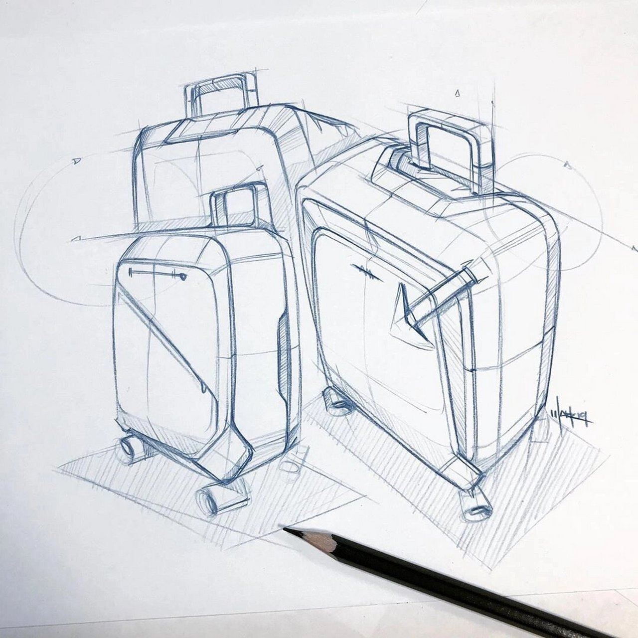 产品手绘系列27 行李箱手绘 坚持积累好的草图